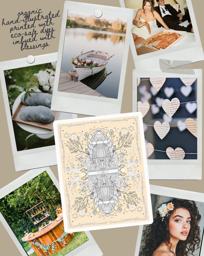 Tree of Life Wedding Chuppah Canopy – Crafted with Love Hand-Illustrated Organic Natural Fabric image 9