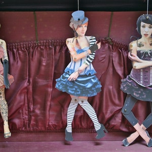 Digital Paper Doll DIY Burlesque Tänzer Trio