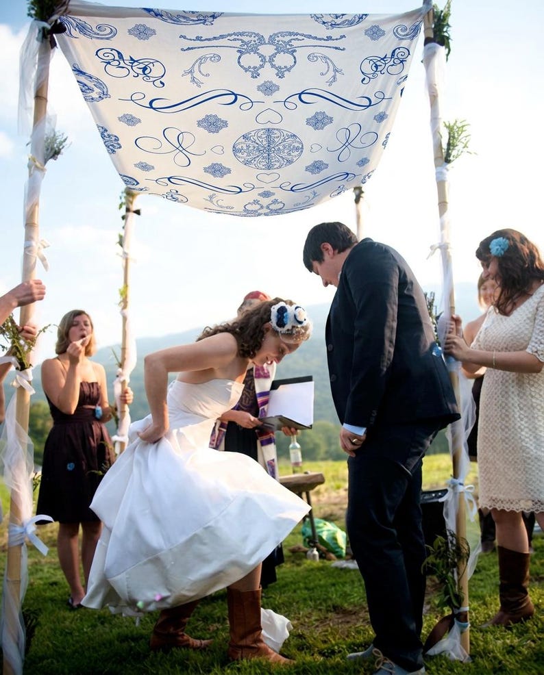 Artisan Wedding Chuppah Canopy – Personalized Fabric Chuppah – 9 Signature Designs image 12
