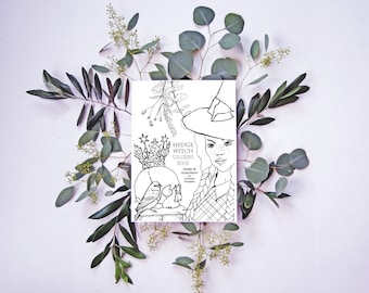 Book Coloring Book Hand Illustrated Hedge Witches
