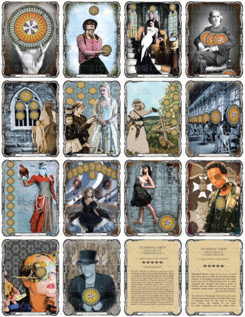 Digital Tarot Deck DIY downloadSteampunk postmodern collage cards image 5