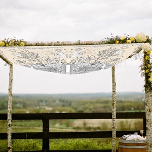 Cloth Chuppah Wedding Canopy Wall Hanging Boho Tree of Life Poly Georgette image 2