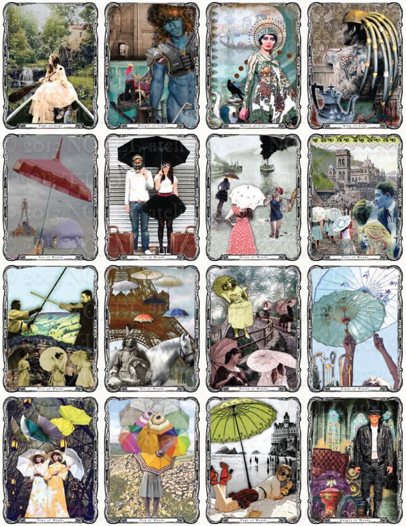 Digital Tarot Deck DIY downloadSteampunk postmodern collage cards image 3