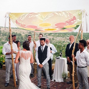 Artisan Wedding Chuppah Canopy – Personalized Fabric Chuppah – 9 Signature Designs image 8