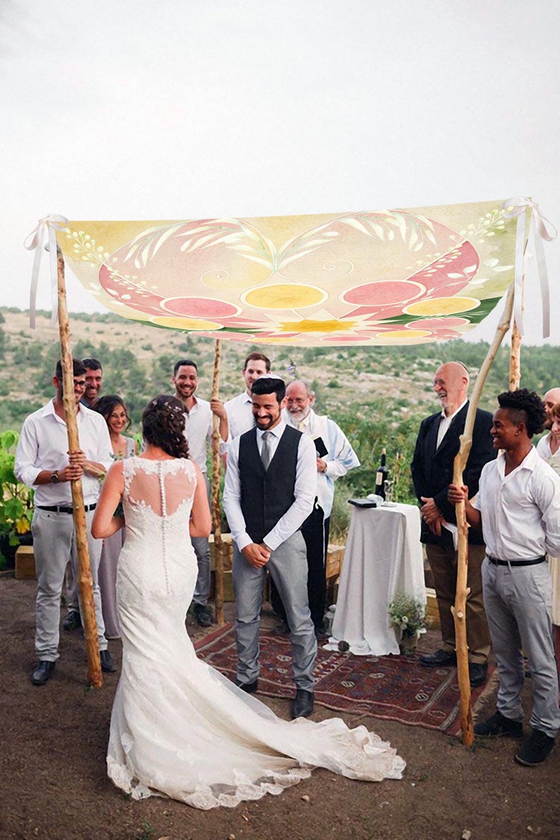 Artisan Wedding Chuppah Canopy – Personalized Fabric Chuppah – 9 Signature Designs image 8