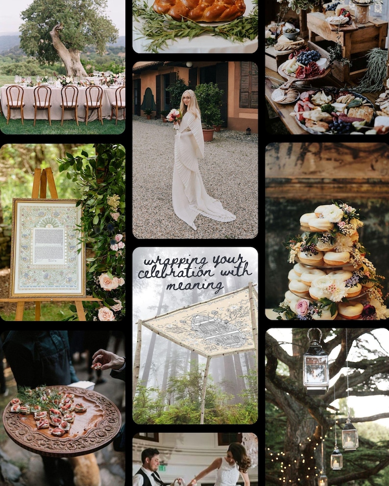 Tree of Life Wedding Chuppah Canopy – Crafted with Love Hand-Illustrated Organic Natural Fabric image 8