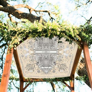 Tree of Life Wedding Chuppah Canopy – Crafted with Love Hand-Illustrated Organic Natural Fabric image 3
