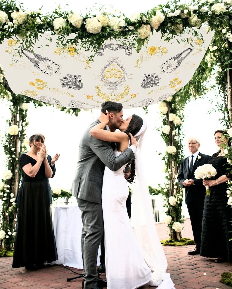 Artisan Wedding Chuppah Canopy – Personalized Fabric Chuppah – 9 Signature Designs image 16