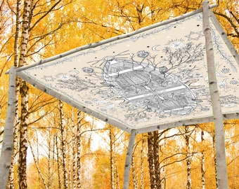 Cloth Chuppah Wedding Canopy Wall Hanging Boho Tree of Life Organic Cotton