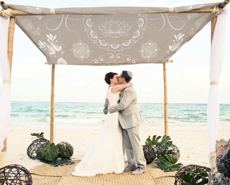 Artisan Wedding Chuppah Canopy – Personalized Fabric Chuppah – 9 Signature Designs image 14