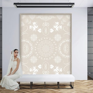 Elegant Neutral Mandala Wedding Chuppah – Timeless Beauty in Mocha Mousse & White
