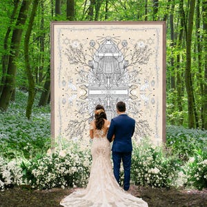 Organic Tree of Life Wedding Chuppah Canopy – Crafted with Love Hand-Illustrated Organic Cotton