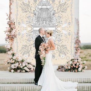 Cloth Chuppah Wedding Canopy Wall Hanging Boho Tree of Life Poly Georgette image 1