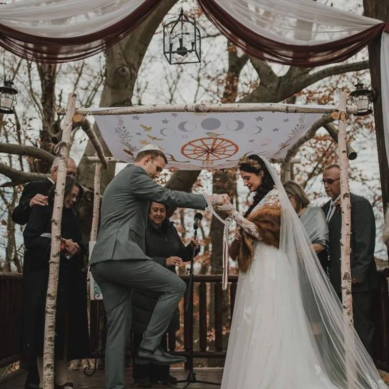 Artisan Wedding Chuppah Canopy – Personalized Fabric Chuppah – 9 Signature Designs image 18