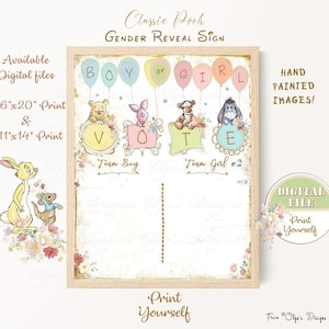 Classico Winnie the Pooh Gender Reveal Game, Pooh Indovina il genere, Segno di ragazzo o ragazza, Pooh Baby Shower Cast Your Vote Digital Sign, 03-09