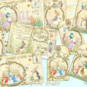 Klassische Peter Rabbit-Tags und Postkarten, Peter Rabbit-Geburtstagsparty-Dekoration, Beatrix Potter-Babyparty-Tags, Peter Rabbit-Partydekorationen