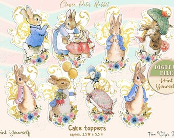 Peter Rabbit BIG Cake Toppers, Peter Rabbit Birthday Party, Peter Rabbit Baby Shower, Bunny Birthday, Peter Rabbit Party Decor, Digital file