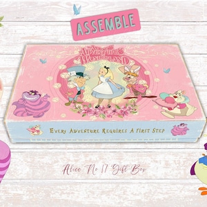 Alice im Wunderland druckbare Geschenkbox, digitaler Download, Alice im Wunderland Dekor, Shabby Chic Treat Box, Alice im Wunderland Nr. 17 Box
