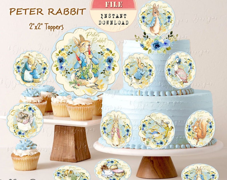Peter Rabbit Cupcake Toppers Peter Rabbit Beatrix Potter Birthday Peter Rabbit Baby Shower Party Cupcake Toppers Peter Rabbit