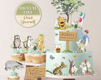 Classic Winnie the Pooh and Friends Cake Toppers, Winnie the Pooh Birthday Party, Winnie the Pooh Cut Outs, Winnie Party Decorations 02