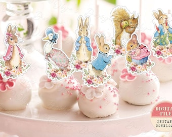 Peter Rabbit Cake Toppers, Peter Rabbit Birthday Party, Peter Rabbit Baby Shower, Bunny Birthday, Peter Rabbit Party Decorations, Printable