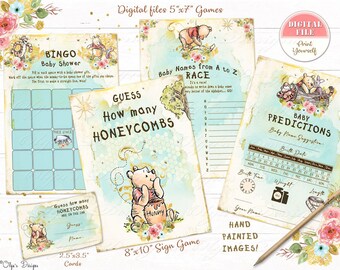 Winnie the Pooh Baby Shower Games Bundle (Printable Files)
