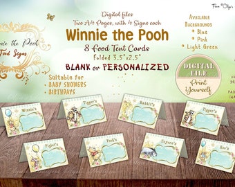 Winnie the Pooh Food-Zelt-Karten, Winnie the Pooh-Geburtstag - Babyparty-Rohling oder personalisierte Essenskarten-Zelte, Winnie-Party-Dekorationen 03