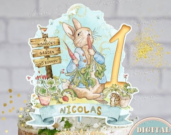 Peter Rabbit Cake Topper, Peter Rabbit 1. Geburtstag Herzstück, Peter Rabbit Baby Shower Party, Digital Download Birthday Party Decor, PR4