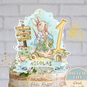 Peter Rabbit Cake Topper, Peter Rabbit 1st Birthday Centerpiece, Peter Rabbit Baby Shower Party, Download digitale Birthday Party Decor, PR4
