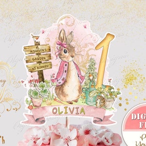 Flopsy Bunny Cake Topper, Flopsy 1st Birthday Centerpiece, Peter Rabbit Birthday Party, Digital Peter Rabbit Birthday Party Decor, PR4