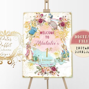 Personalized Peter Rabbit Welcome Sign, Baby Shower & Birthday Sign, Beatrix Potter Welcome Sign, Peter Rabbit party decorations