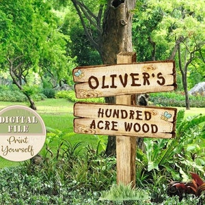 Personalized Classic Winnie the Pooh Wood Signs for Birthday Party, Welcome Wood Sign 100 Aker Wood Party, Winnie Party Decor,