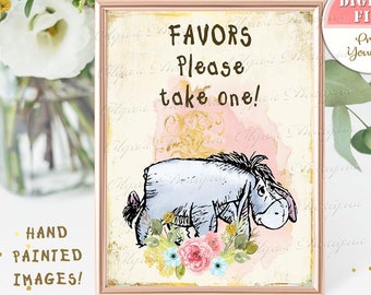Classic Winnie the Pooh Baby Shower Table Sign, Pooh Birthday Party Table Sign, Pooh Birthday & Baby Shower Decor, 8&quot;x10&quot; Digital file, P03