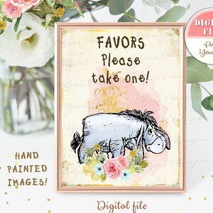 Classic Winnie the Pooh Baby Shower Table Sign, Pooh Birthday Party Table Sign, Pooh Birthday & Baby Shower Decor, 8&quot;x10&quot; Digital file, P03