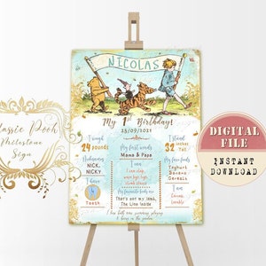 Winnie Puuh Geburtstag Meilensteintafel, Pooh Meilensteintafel, Winnie Pooh Geburtstagsdeko, Pooh Babyparty, Winnie Puuh Dekoration 02