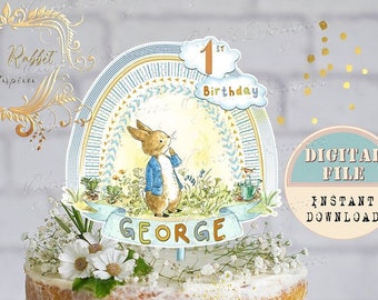 Peter Rabbit Cake Topper, Peter Rabbit 1st Birthday Centerpiece, Peter Rabbit Baby Shower Party, Digital Download Birthday Party Decor, PR3