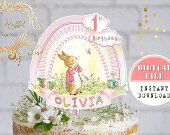 Peter Rabbit Cake Topper, Peter Rabbit 1st Birthday Centerpiece, Peter Rabbit Baby Shower Party, Digital Download Birthday Party Decor PR3