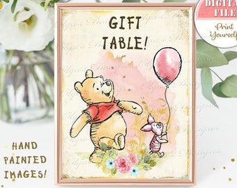 Classic Winnie the Pooh Baby Shower Table Signs, Pooh Birthday Party Table Signs, Pooh Birthday & Baby Shower Decor, 8&quot;x10&quot; Digital file P03