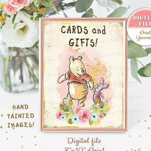 Classic Winnie the Pooh Baby Shower Table Sign, Pooh Birthday Party Table Sign, Pooh Birthday & Baby Shower Decor, 8&quot;x10&quot; Digital file P03