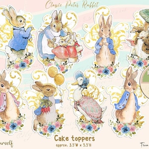 Peter Rabbit BIG Cake Toppers, Festa di compleanno di Peter Rabbit, Peter Rabbit Baby Shower, Compleanno coniglietto, Peter Rabbit Party Decor, File digitale