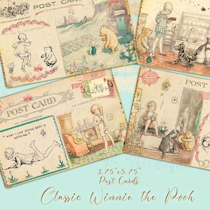 Classic Winnie the Pooh Cards, Winnie the Pooh Postcards, Winnie Birthday Party Decor, Pooh Baby Shower Decor, Winnie Party Decorations