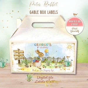 Etichette classiche Peter Rabbit Gable Box, Peter Rabbit Birthday Party Favor Box, Bunny Baby Shower, Peter Rabbit Birthday party, Easter Favors