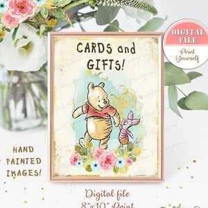 Classic Winnie the Pooh Baby Shower Table Sign, Pooh Birthday Party Table Sign, Pooh Birthday & Baby Shower Decor, 8&quot;x10&quot; Digital file B03