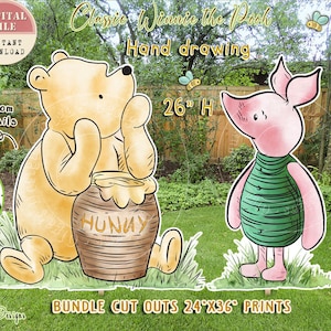 Winnie Puuh & Ferkel Ausschnitt Dekor, Baby-Dusche-Drucke (Digitaler Download)