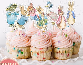 Peter Rabbit Cake Toppers, Peter Rabbit Birthday Party, Peter Rabbit Baby Shower, Bunny Birthday, Peter Rabbit Party Decorations, Printable