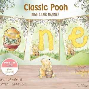 Winnie the Pooh One Banner, Pooh High Chair 1. Geburtstag Banner, Winnie the Pooh Geburtstagsparty Dekor, Winnie Pooh Party Dekorationen, 07