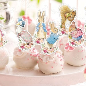 Decorazioni per torte Peter Rabbit, festa di compleanno Peter Rabbit, baby shower Peter Rabbit, compleanno coniglietto, decorazioni per feste Peter Rabbit, stampabili
