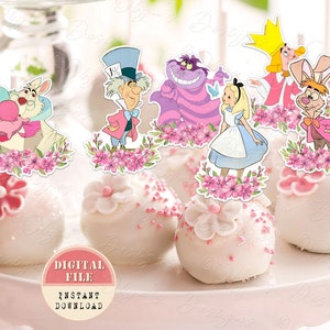 Alice in Wonderland Cake Toppers, Alice Birthday Party, Alice Baby Shower, Tea Party Birthday, Alice No 17 Party Decorations, Printable