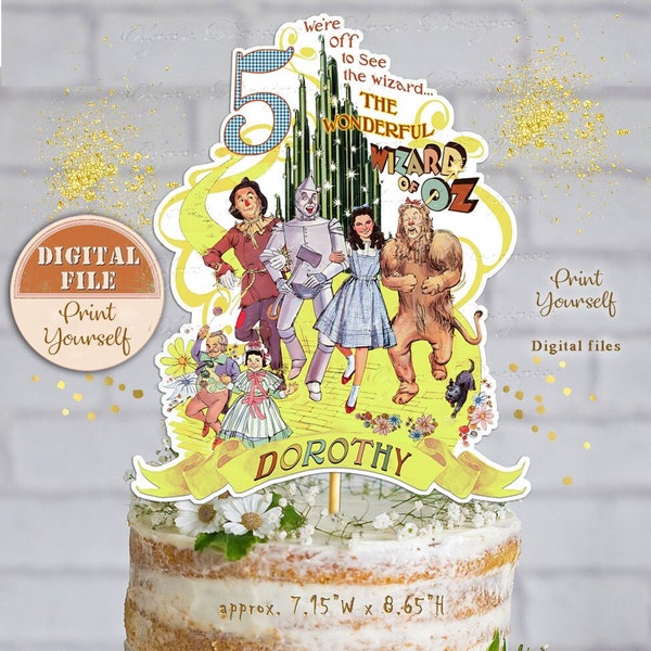Personalizable Wizard of Oz Cake Topper, Birthday Party Centerpiece (Digital File)