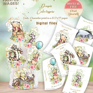 NEUE GROSSE GRÖSSEN Klassische Winnie Puuh und Freunde Cake Toppers, Pooh Geburtstagsparty, Winnie Puuh Ausschnitte, Pooh Baby Shower Decor, 03